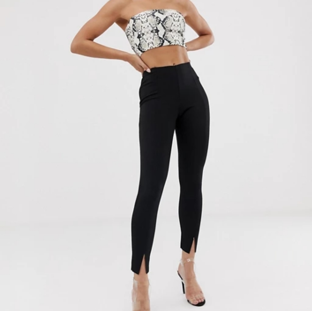 Black skinny fit cigarette trousers